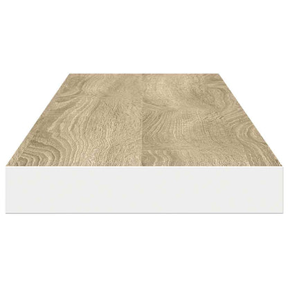 Floating Wall Shelves 4 pcs Oak and White 120x23.5x3.8 cm MDF