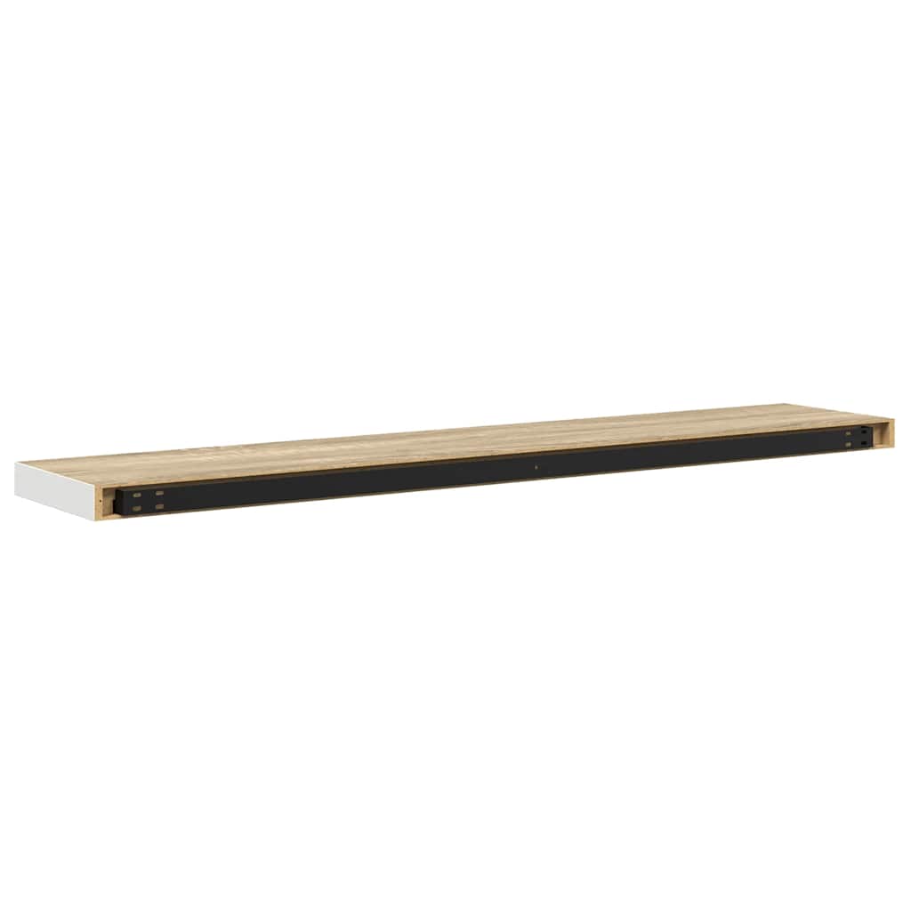 Floating Wall Shelves 4 pcs Oak and White 120x23.5x3.8 cm MDF