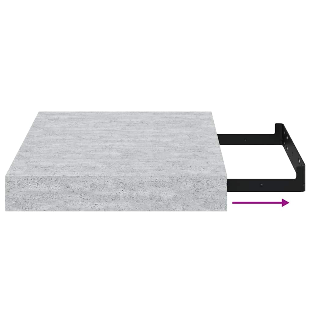 Floating Wall Shelves 4 pcs Concrete Grey 23x23.5x3.8 cm MDF