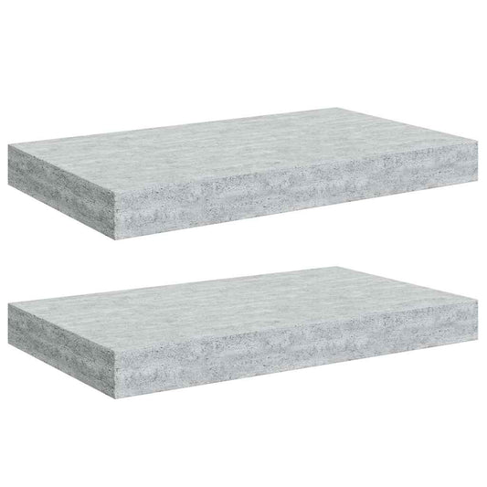 Floating Wall Shelves 2 pcs Concrete Grey 40x23x3.8 cm MDF