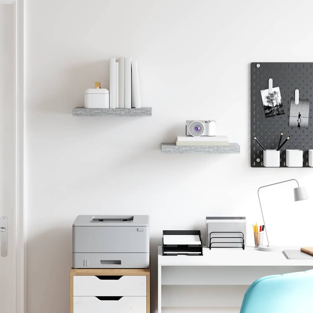 Floating Wall Shelves 2 pcs Concrete Gray 15.7"x9.1"x1.5" MDF