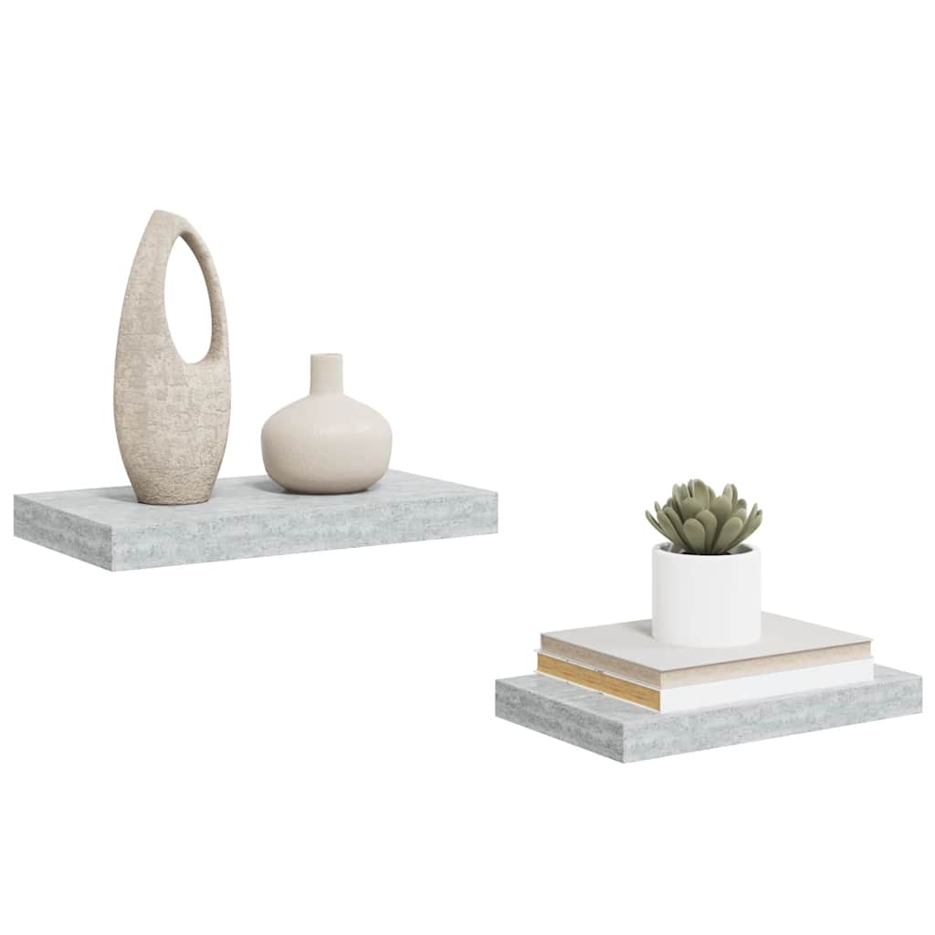 Floating Wall Shelves 2 pcs Concrete Gray 15.7"x9.1"x1.5" MDF