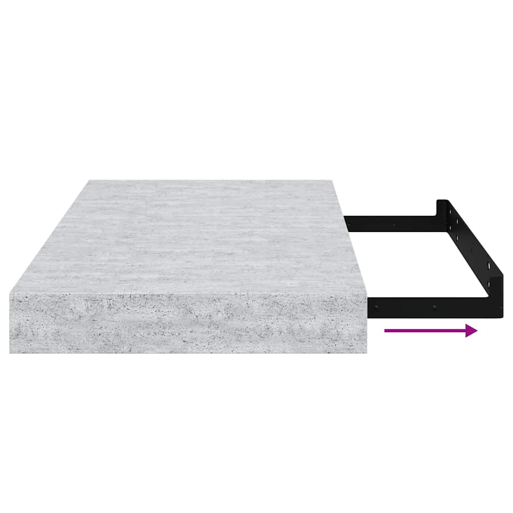 Floating Wall Shelves 2 pcs Concrete Gray 15.7"x9.1"x1.5" MDF