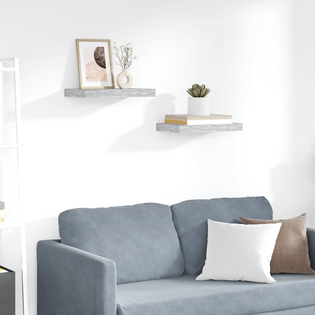 Floating Wall Shelves 2 pcs Concrete Gray 15.7"x9.1"x1.5" MDF