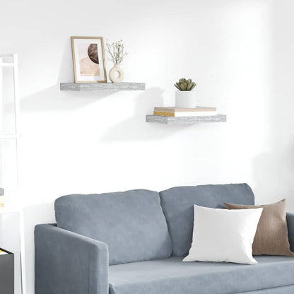 Floating Wall Shelves 2 pcs Concrete Gray 15.7"x9.1"x1.5" MDF