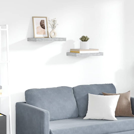 Floating Wall Shelves 2 pcs Concrete Grey 40x23x3.8 cm MDF