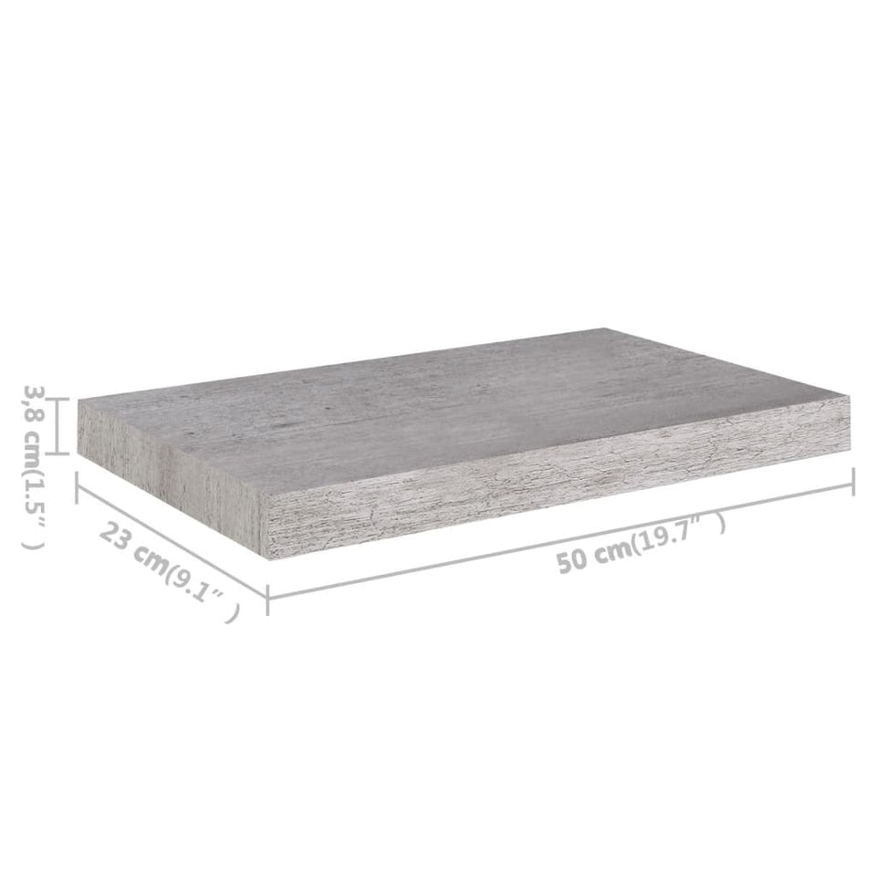 Floating Wall Shelf Concrete Grey 50x23x3.8 cm MDF