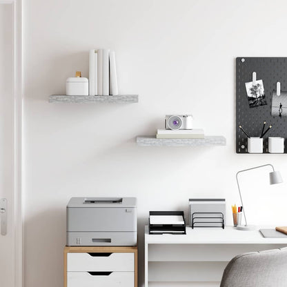 vidaXL Wall Shelf Set of 2 Concrete Grey Honeycomb MDF, Metal
