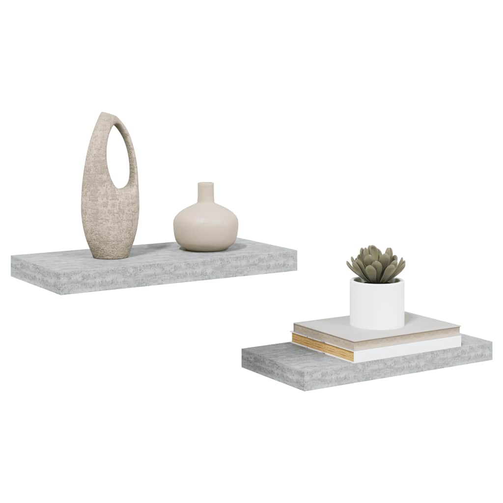 vidaXL Wall Shelf Set of 2 Concrete Grey Honeycomb MDF, Metal