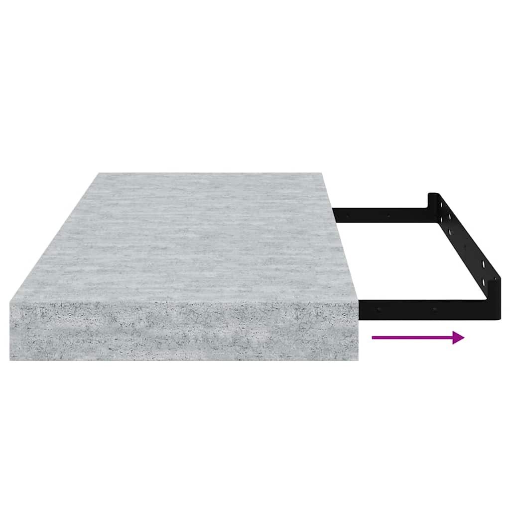 vidaXL Wall Shelf Set of 2 Concrete Grey Honeycomb MDF, Metal