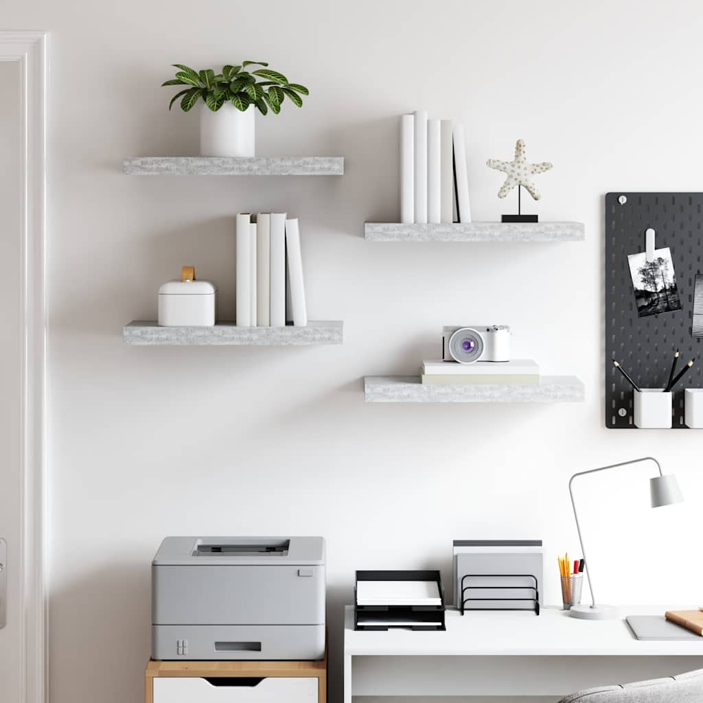 Floating Wall Shelves 4 pcs Concrete Grey 50x23x3.8 cm MDF