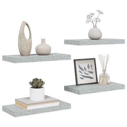 Floating Wall Shelves 4 pcs Concrete Grey 50x23x3.8 cm MDF