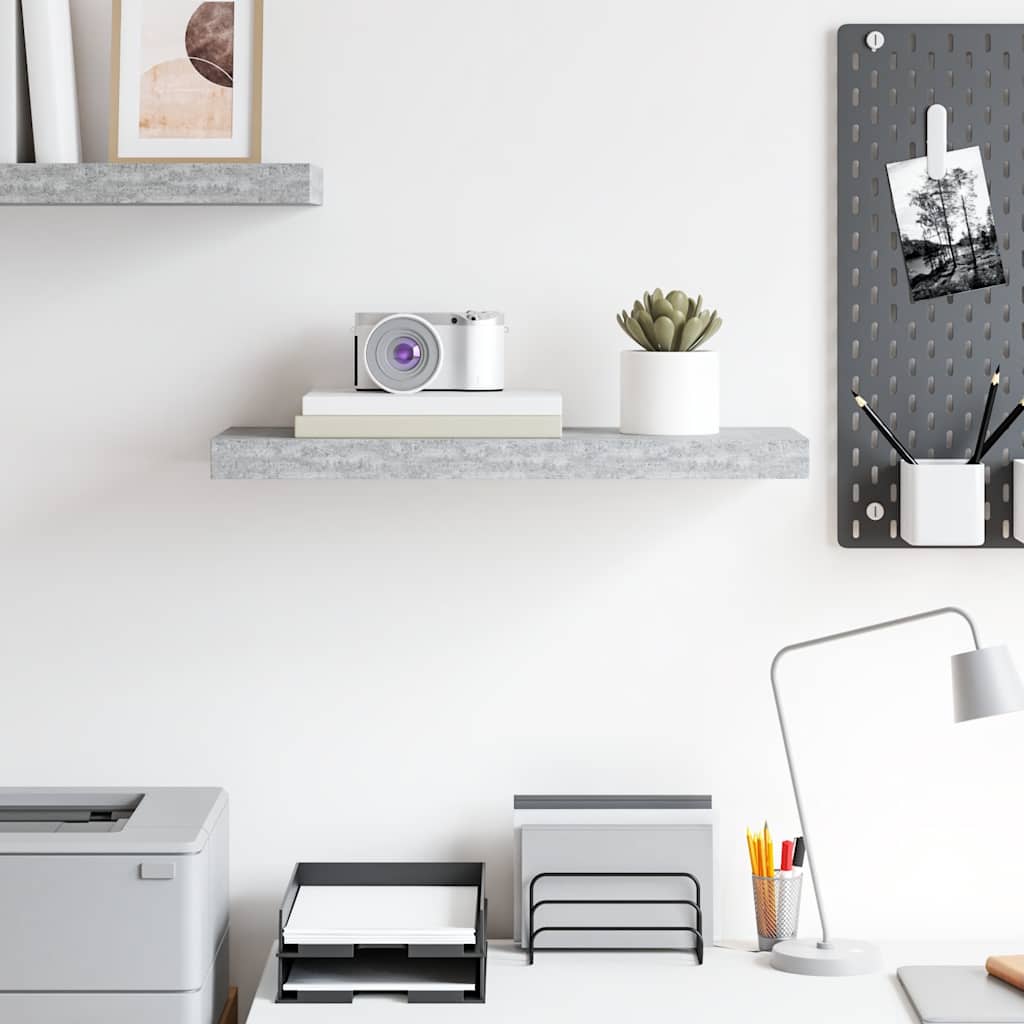 vidaXL Wall Shelf Concrete grey Honeycomb MDF, metal Medium