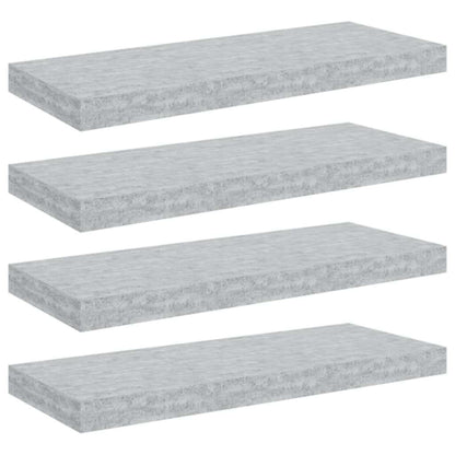 Floating Wall Shelves 4 pcs Concrete Grey 60x23.5x3.8 cm MDF