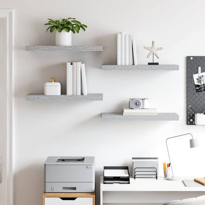 Floating Wall Shelves 4 pcs Concrete Grey 60x23.5x3.8 cm MDF