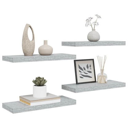 Floating Wall Shelves 4 pcs Concrete Grey 60x23.5x3.8 cm MDF