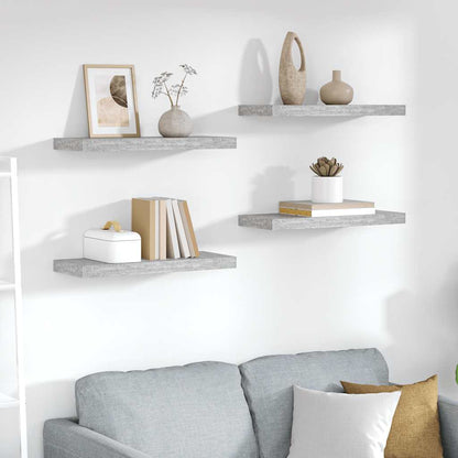 Floating Wall Shelves 4 pcs Concrete Grey 60x23.5x3.8 cm MDF