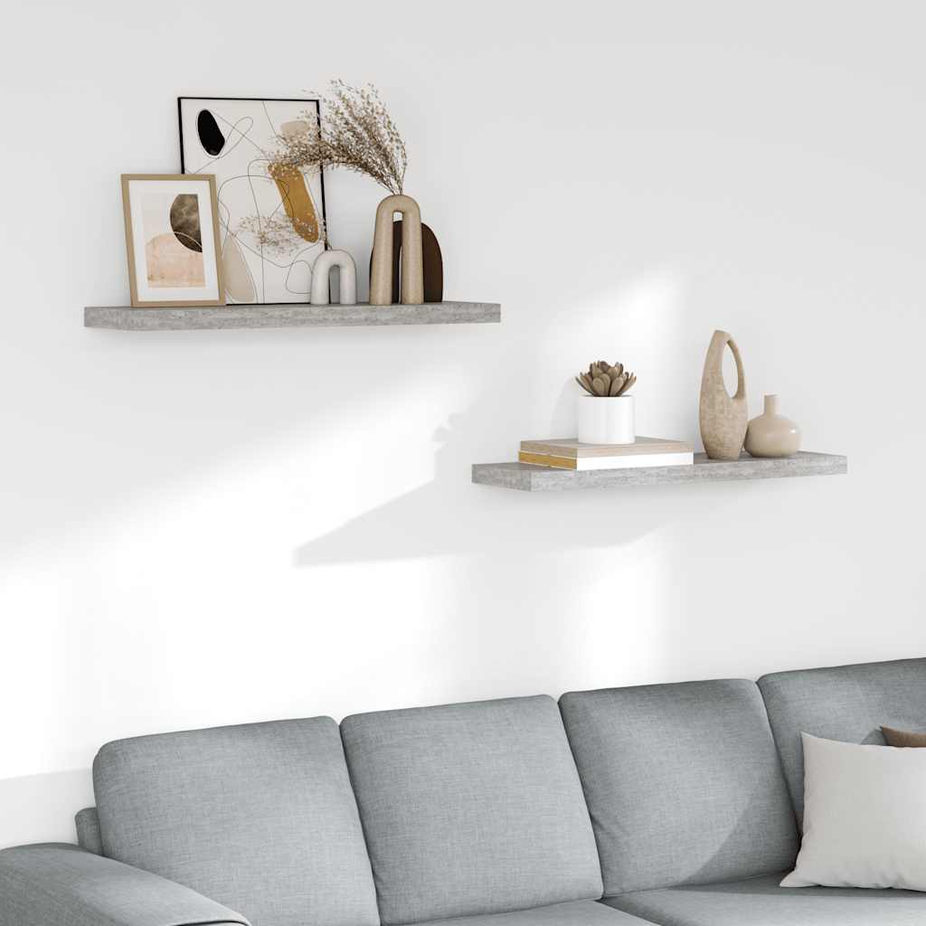 Floating Wall Shelves 2 pcs Concrete Gray 31.5"x9.3"x1.5" MDF