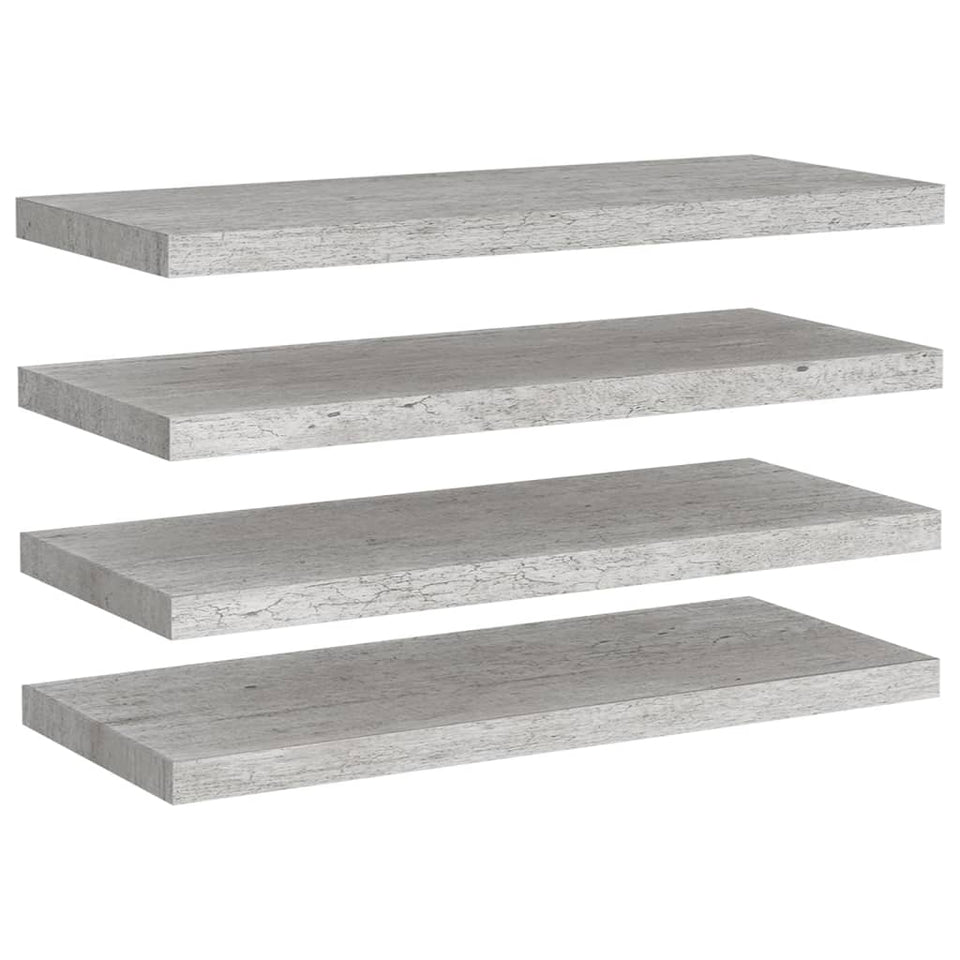 Floating Wall Shelves 4 pcs Concrete Grey 80x23.5x3.8 cm MDF