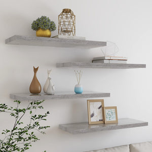 Floating Wall Shelves 4 pcs Concrete Grey 80x23.5x3.8 cm MDF