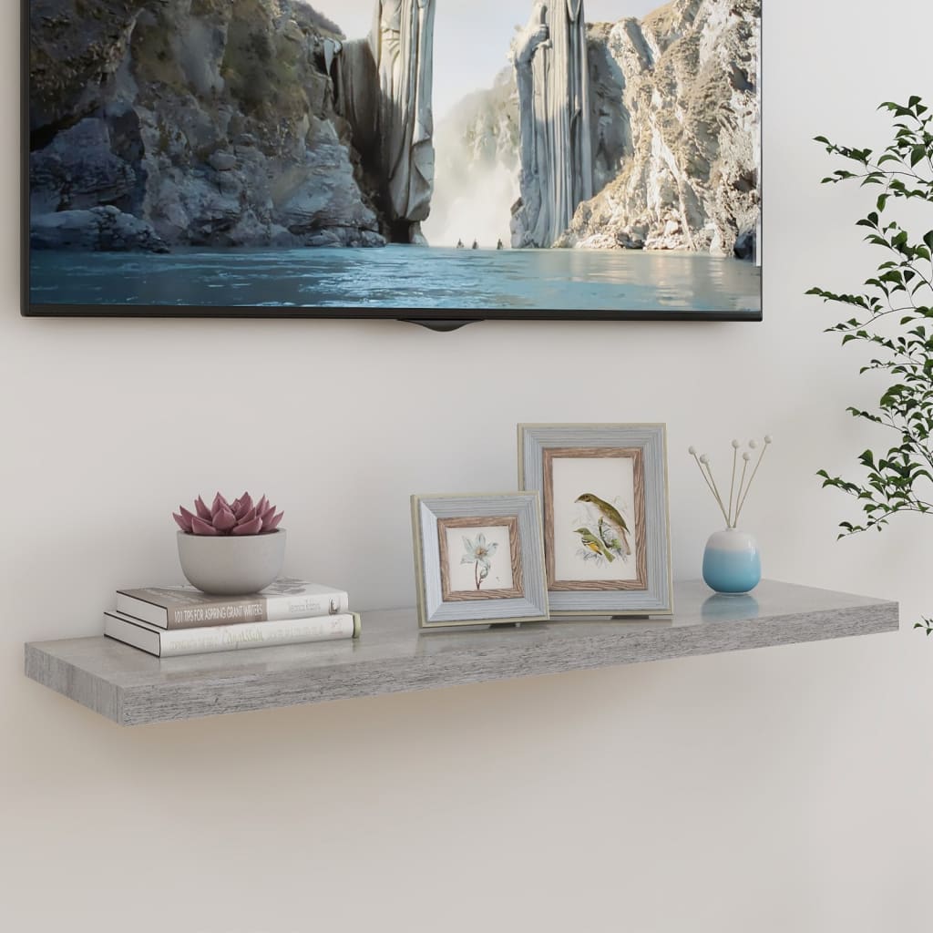 Wall Shelf Gray Honeycomb MDF, metal 35.4 in long Wall Shelf