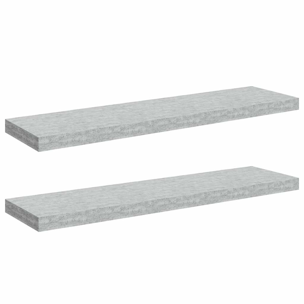 Floating Wall Shelves 2 pcs Concrete Grey 90x23.5x3.8 cm MDF