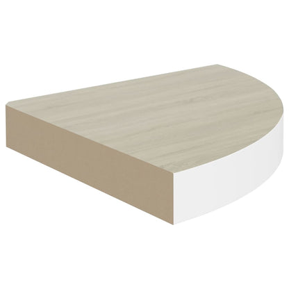 Wall Corner Shelf Oak and White Honeycomb MDF, metal Compact