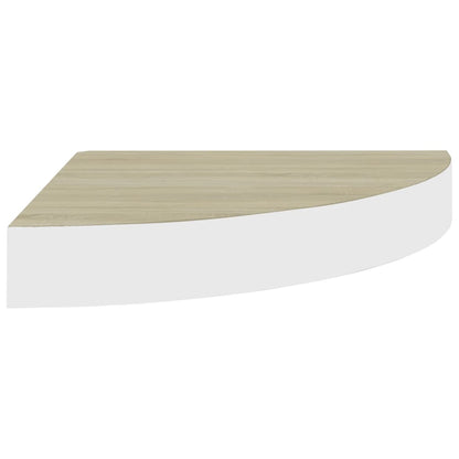 Wall Corner Shelf Oak and White Honeycomb MDF, metal Compact