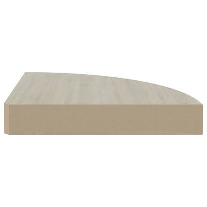 Wall Corner Shelf Oak and White Honeycomb MDF, metal Compact
