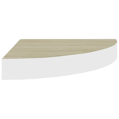 Wall Corner Shelf Set of 2 Oak and white Honeycomb MDF, metal
