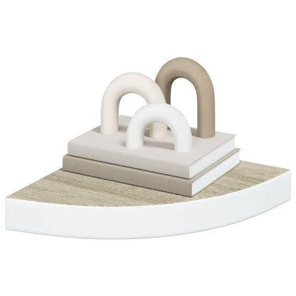 Wall Corner Shelves 4 pcs Oak and White 9.8"x9.8"x1.4" MDF