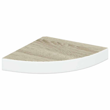 Wall Corner Shelves 4 pcs Oak and White 9.8"x9.8"x1.4" MDF