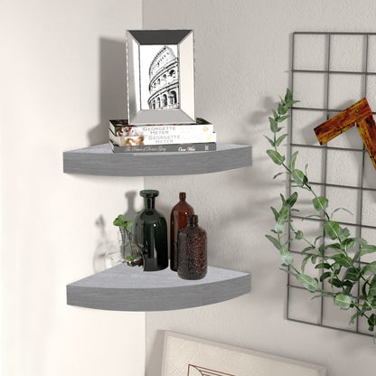 Wall Corner Shelf Set of 2 Concrete grey Honeycomb MDF, metal
