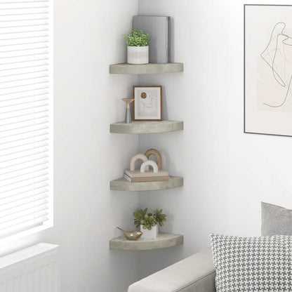Wall Corner Shelves 4 pcs Concrete Grey 25x25x3.8 cm MDF