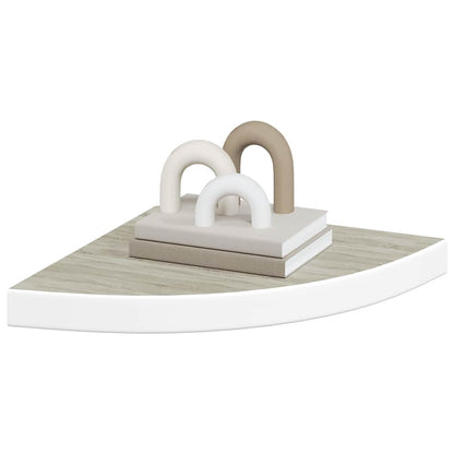 Wall Corner Shelves 4 pcs Oak and White 35x35x3.8 cm MDF
