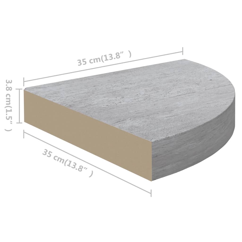 Wall Corner Shelf Concrete gray Honeycomb MDF 13.8 in corner size
