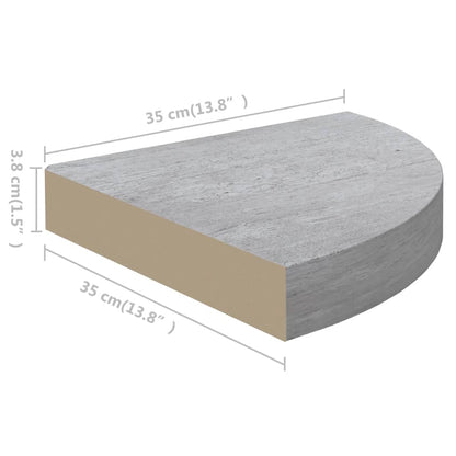 Wall Corner Shelf Concrete gray Honeycomb MDF 13.8 in corner size