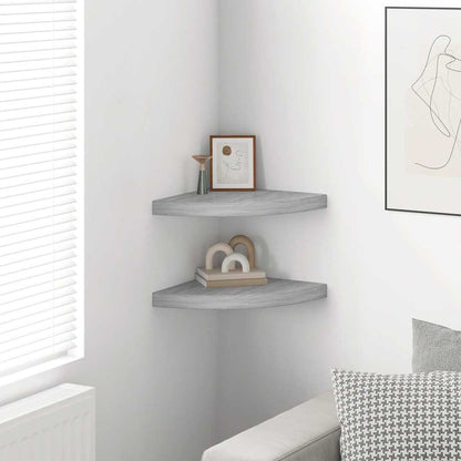 Wall Corner Shelves 2 pcs Concrete Gray 13.7"x13.7"x1.4" MDF