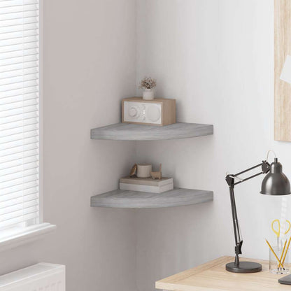 Wall Corner Shelves 2 pcs Concrete Gray 13.7"x13.7"x1.4" MDF
