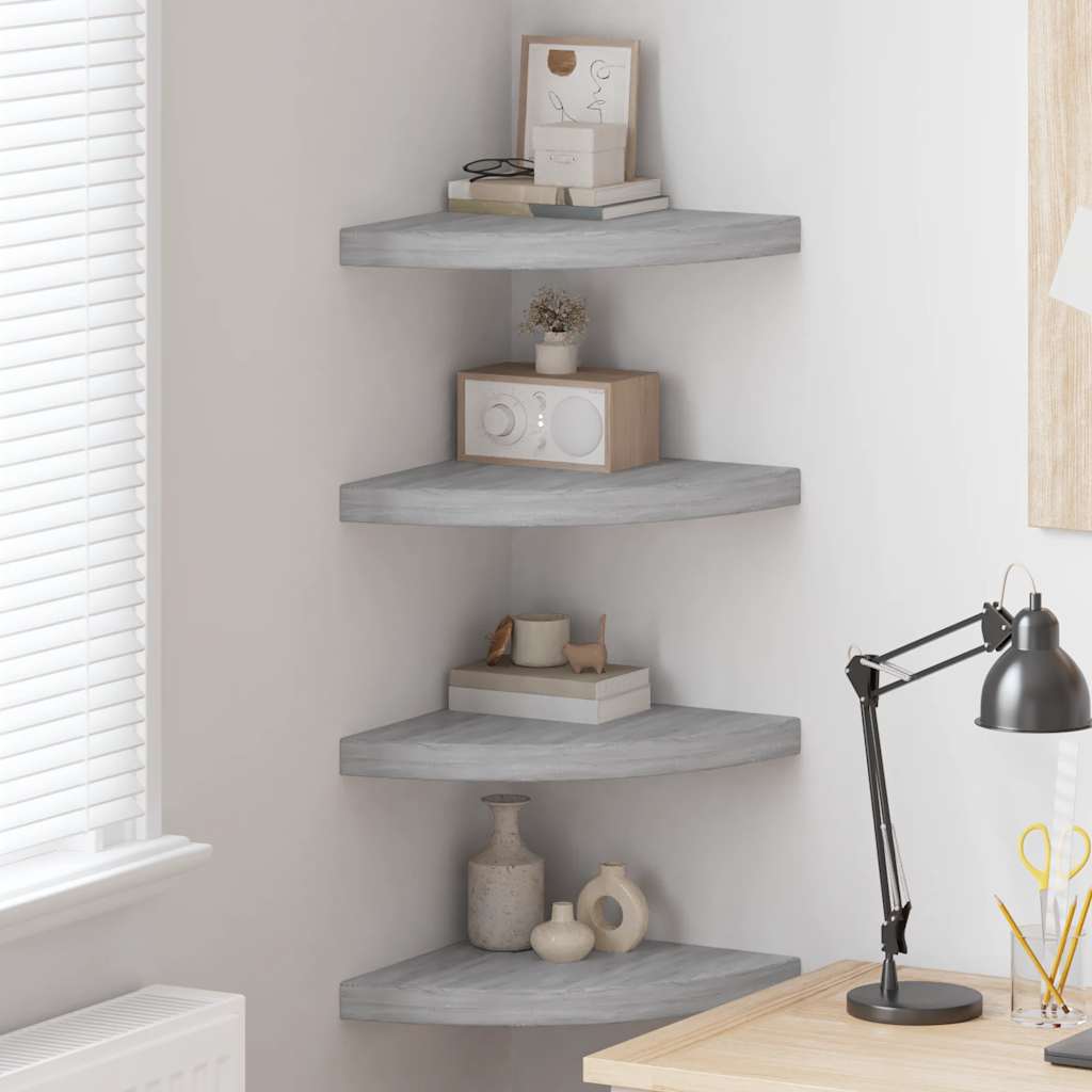 Wall Corner Shelves 4 pcs Concrete Grey 35x35x3.8 cm MDF
