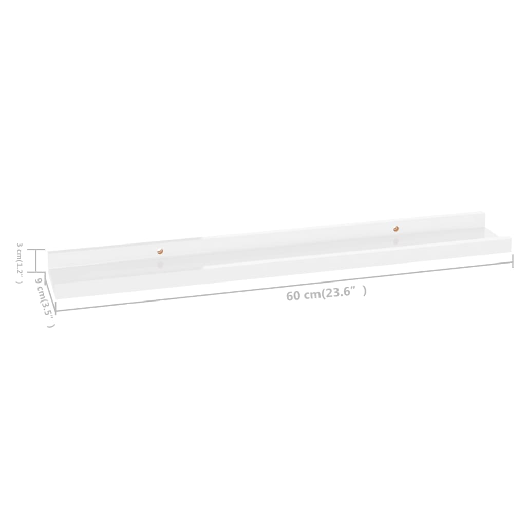 Wall Shelves 2 pcs High Gloss White 60x9x3 cm