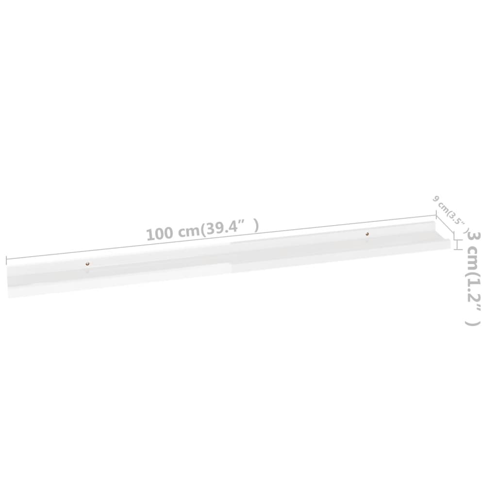 Wall Shelf Set of 2 High gloss white MDF Medium Wall mounting