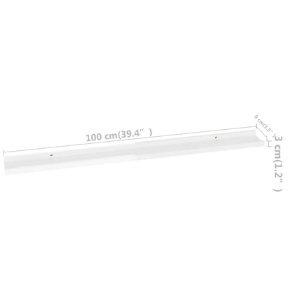 Wall Shelf Set of 2 High gloss white MDF Medium Wall mounting