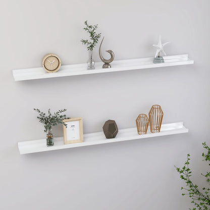 Wall Shelf Set of 2 High gloss white MDF Medium Wall mounting