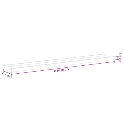 Wall Shelf |  Set of 2 | High gloss white | MDF | 115 cm x 9 cm x 3 cm