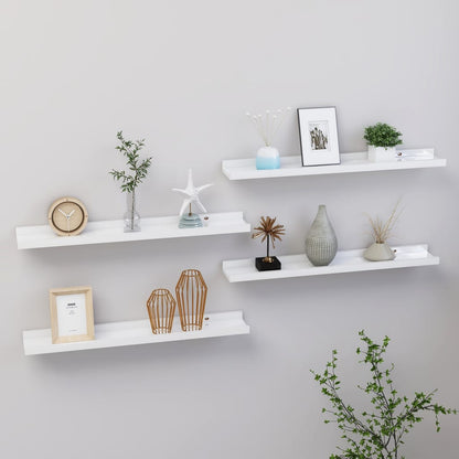 Wall Shelves 4 pcs High Gloss White 60x9x3 cm