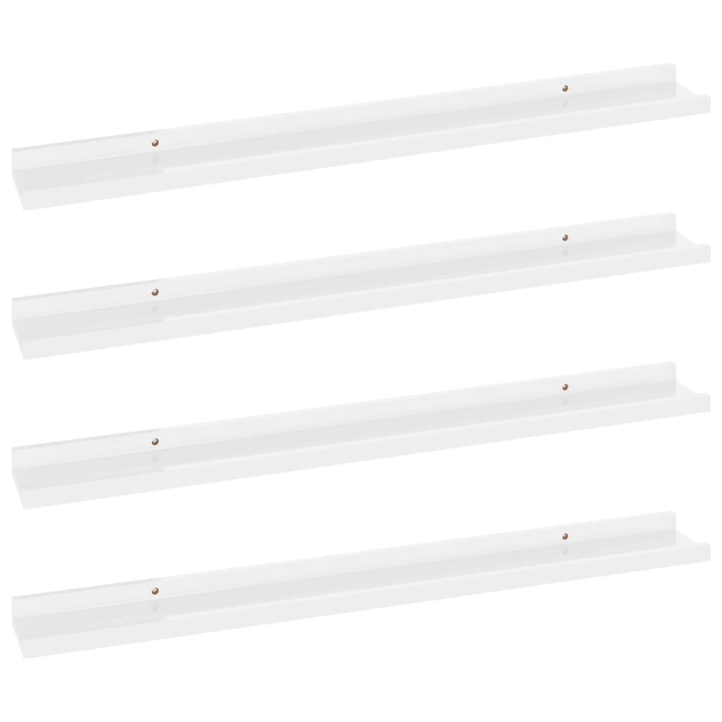 Wall Shelves 4 pcs High Gloss White 80x9x3 cm