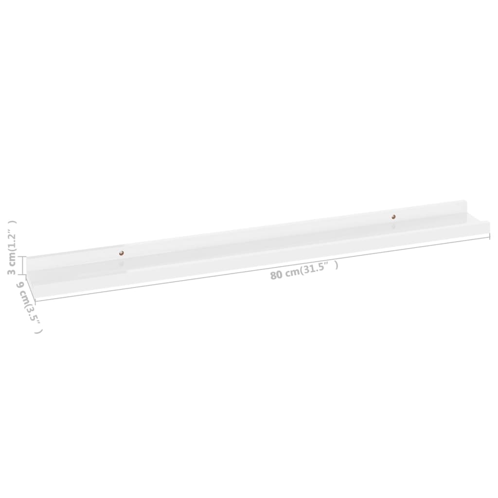 Wall Shelves 4 pcs High Gloss White 80x9x3 cm