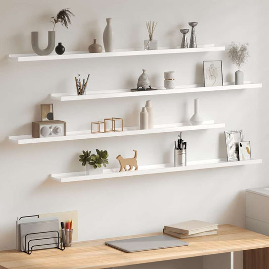 Wall Shelves 4 pcs High Gloss White 115x9x3 cm