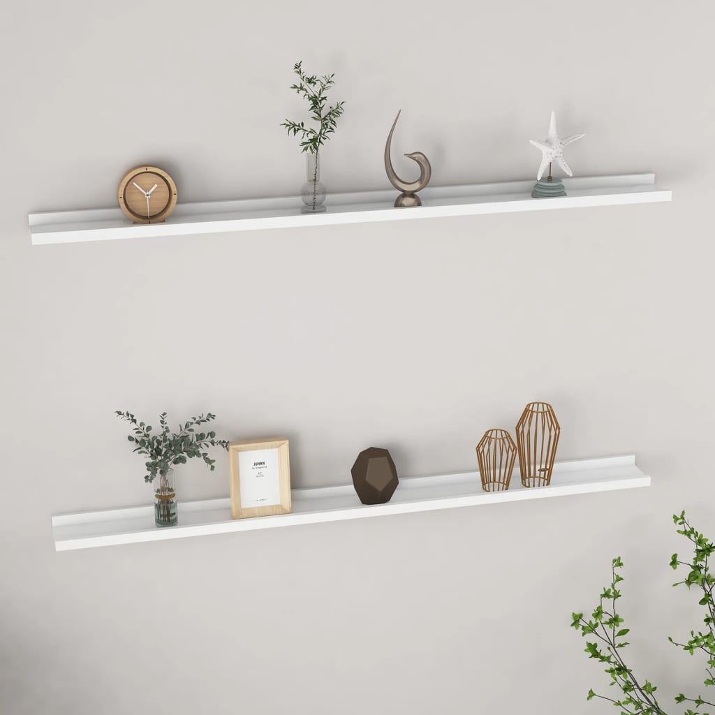 Wall Shelf Set of 2 White MDF 45.3 x 3.5 x 1.2 in Wall mounting